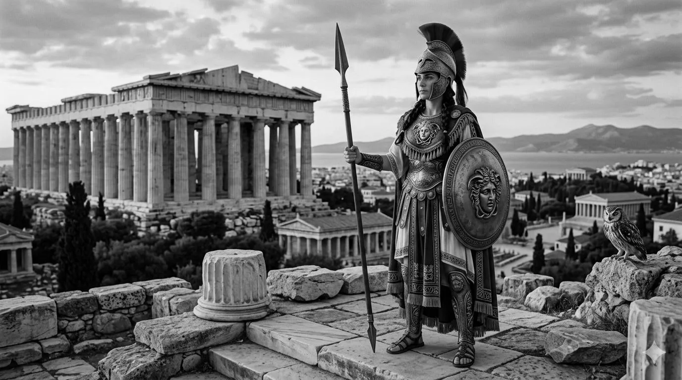 Statue der Pallas Athene vor der Akropolis